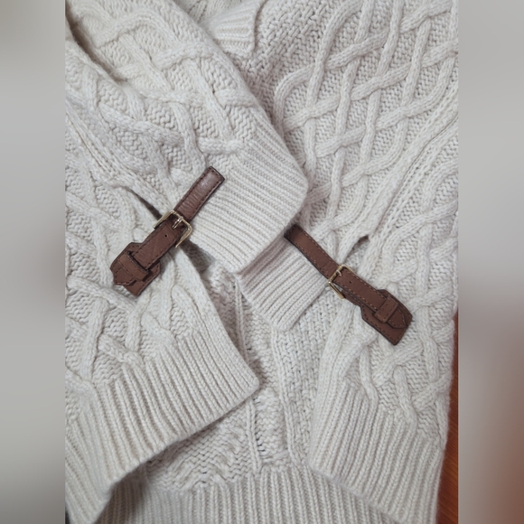 NEW Massimo Dutti Wool Angora Cashmere Poncho Cape sz S Fisherman Cable Kangaroo - Picture 11 of 12